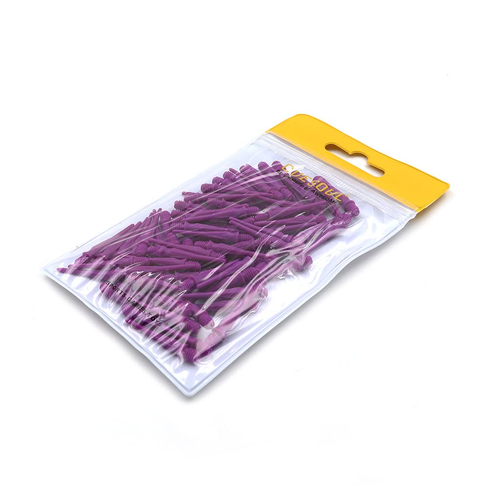 CUESOUL TOUCH-Point Soft Tips Dart Point 2BA Standard Screw Thread, Pack of 80 Pieces, Durable Use(purple)