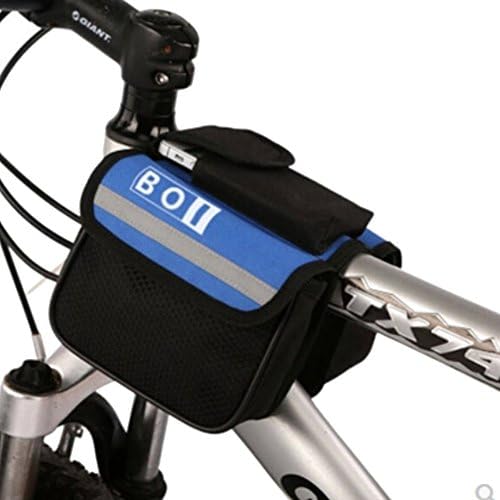 OUTDOORCHASER Mountain Road Bike Bag Touchscreen Bicycle Pack Double Pouch Cycling Front Frame Tube Bag Pannier For4.0" Phone Blue
