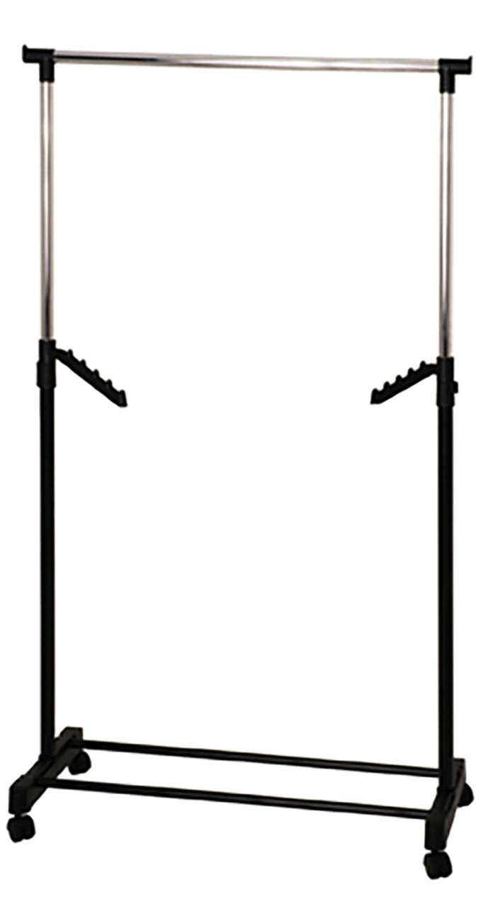 HAKU Möbel Roller coat rack, plastic, chrome-black, W 81 x D 42 x H 100-177 cm