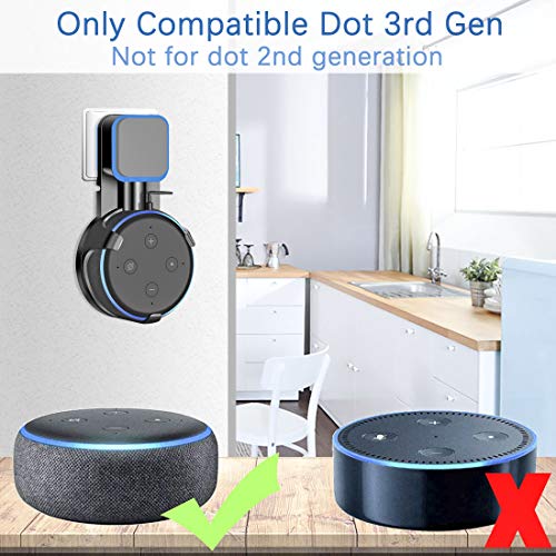 Homder Outlet Wall Mount Holder, Stand for Echo Dot 3rd Gen,Clever Dot Accessories with Cord Management for Your Smart Home Speakerï¼ŒA Space-Saving Solution in Kitchen/Bathroom/Bedroom