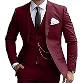 Mens 3 Pieces Classic Suit Wedding Blazer Grooms Jackets Vests Pants Suits