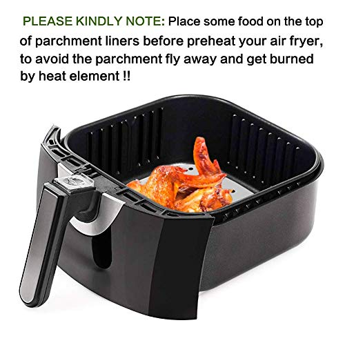 Air Fryer Parchment Paper, Set of 100, 8.5 inch Square Air Fryer Parchment Liner/Bamboo Steamer