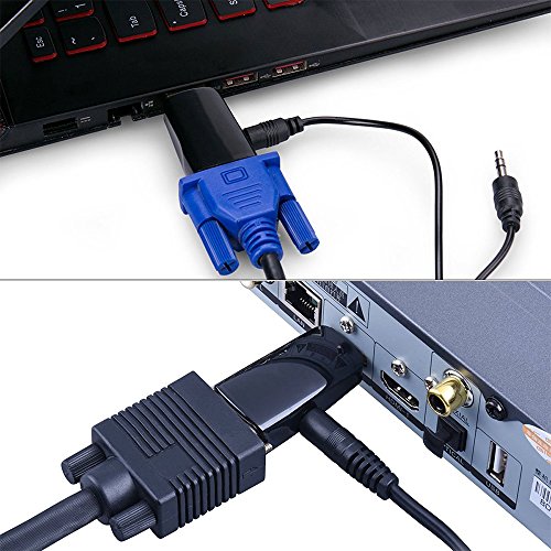 HDMI to VGA Converter Adapters, Gold-Plated HDMI to VGA Converter Adapter for PC, Laptop, DVD, Desktop and Other HDMI Input Devices - Black