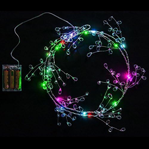 18 LED 5ft Crystal Pendant Lights, Waterproof Decorative Lights for Indoor Outdoor, Bedroom Festival Christmas Wedding Party Patio Window