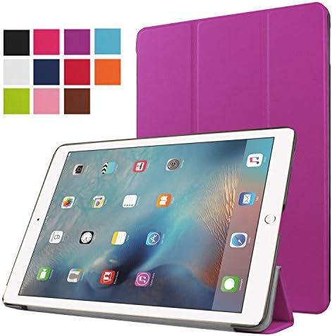 iPad Pro 9.7 Case ,QFJ Shop [Slim Fit] [Anti Slip] Premium PU Leather Smart Case Stand Flip Cover for Apple iPad Pro 9.7" 2016 Model with Auto Sleep/Wake (Light Purple)