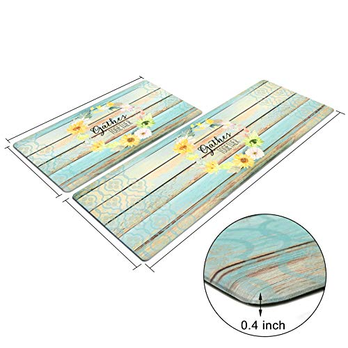 SHACOS Anti Fatigue Kitchen Rugs Mats Set of 2 Comfort Standing Mat Non Slip Cushioned Comfort Floor Mat Wipe Clean… - Image 3