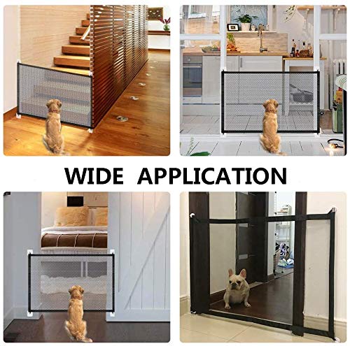 Upgraded Magic Gate for Dogs, Pet Safety Gate with Strong 3M Hooks, Mesh Dog Gate Portable Folding Safe Guard Install Anywhere-41\