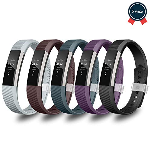 GreenInsync Compatible Fitbit Alta Accessory Bands, Classic Replacement Fitbit Alta Bands Large 5 set W Metal Clasp Unique Design Fatener Fitbit Alta/Fitbit Alta HR/Fitbit Ace Man Women Kids