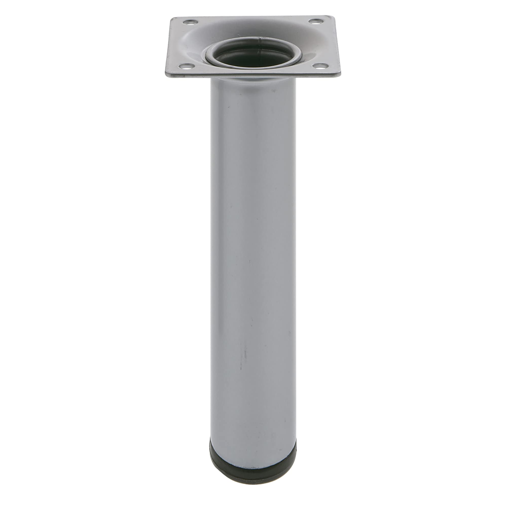 Amig - Round Furniture Leg - 30X400 cm - Steel - For Coffee Tables, Bedside Tables, Chests of Drawers... - Anti-Scratch Cap - Heavy-Duty - Silver - Fixings Included