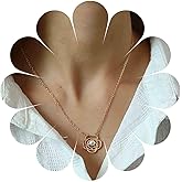 Andelaisi Boho Flower Pendant Necklace Vintage Pearl Flower Necklace Gold Hollow Flower Choker Necklace Personalized Flower Chain Necklace Jewelry for Women