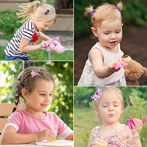 42 Pieces Pack Baby Girl\'s Bows Fully Lined Hair Clips Baby Hair Ties Ponytail Holders for Little Girls and Teens Toddlers, Assorted Styles Clips for Girls