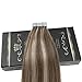 Ugeat 24 inch Seamless Skin Weft Hair Extensions Color #10 Mix Color 613 Two Tone Highlight Blonde Double Sided PU Tape Hair Extensions Remy Human Hair Extensions