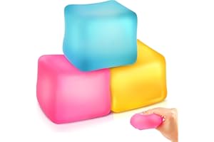 Fidget Toy Stress Cube 3 Pack,Stress Fidget Toys,Squishy Fidget Toys for Relaxation, High Density Gel Filled, Fidgets for Cal