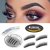 False Eyelashes Magnet - Ultra Long Magnetic Eyelash Cover the Entire Eyelids, Nature Look Fake Lashes 3D Handmade Reusable Lashes For Women Makeup (４ PCS)