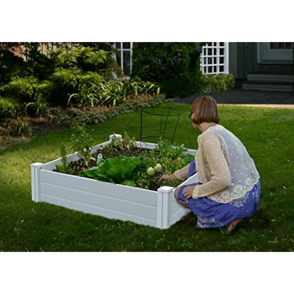 Vita Gardens VT17108 4X4 Vinyl Raised X 4ft Modular Bed, 11" H, White