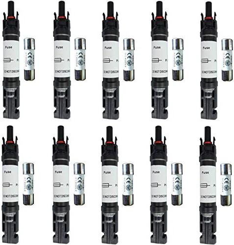 guangshun New 5PCS Solar PV MC4 Connector In-Line Fuse Holder +Fuse 15A 20A 30A MC4 Adaptor (15A)