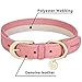 Blueberry Pet Leather Dog Collar for Large Dogs - Pink & Grey Classic Striped Design, Large Size 18
