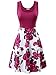 VETIOR Floral Sundress, Women's Sleeveless Scoop Neck Floral A-Line Patchwork Dress Rose