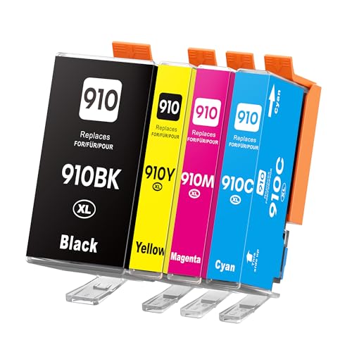 Photo 1 of 910XL Ink Cartridges Combo Pack for HP 910 910XL Work for HP OfficeJet 8010 8015 8018 8022 OfficeJet Pro 8020 8025 8028 8035 Printer (4 Pack, B/C/Y/M)