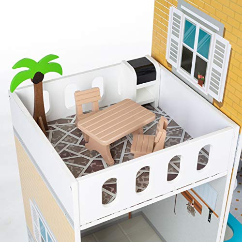 Kinderplay Puppenhaus Holz Gross, Puppenvilla, Puppenhaus Holz Groß komplett - Barbie Traumvilla, Barbie Puppenhaus, Led… – Bild 4