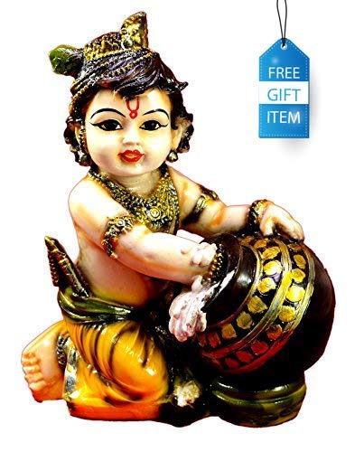 SN Handicrafts Hand Carved Baby Krishna Resin Idol Sculpture Statue