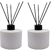 2PCS 200ml Reed Glass Diffuser Set,Essential Oil Container,6.7oz Refillable Empty Glass Bottles with Sticks,Diffuser Jars for Home Oil Fragrance Matte White (200ml Round)