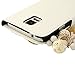 Mavis's Diary 3D Handmade Bling Crystal LOVE Heart Pendant Rhinestone Diamond Flowers PU Leather Wallet Type with Magnetic Clasp Case Cover for Samsung Galaxy S5 with Soft Clean Cloth - White