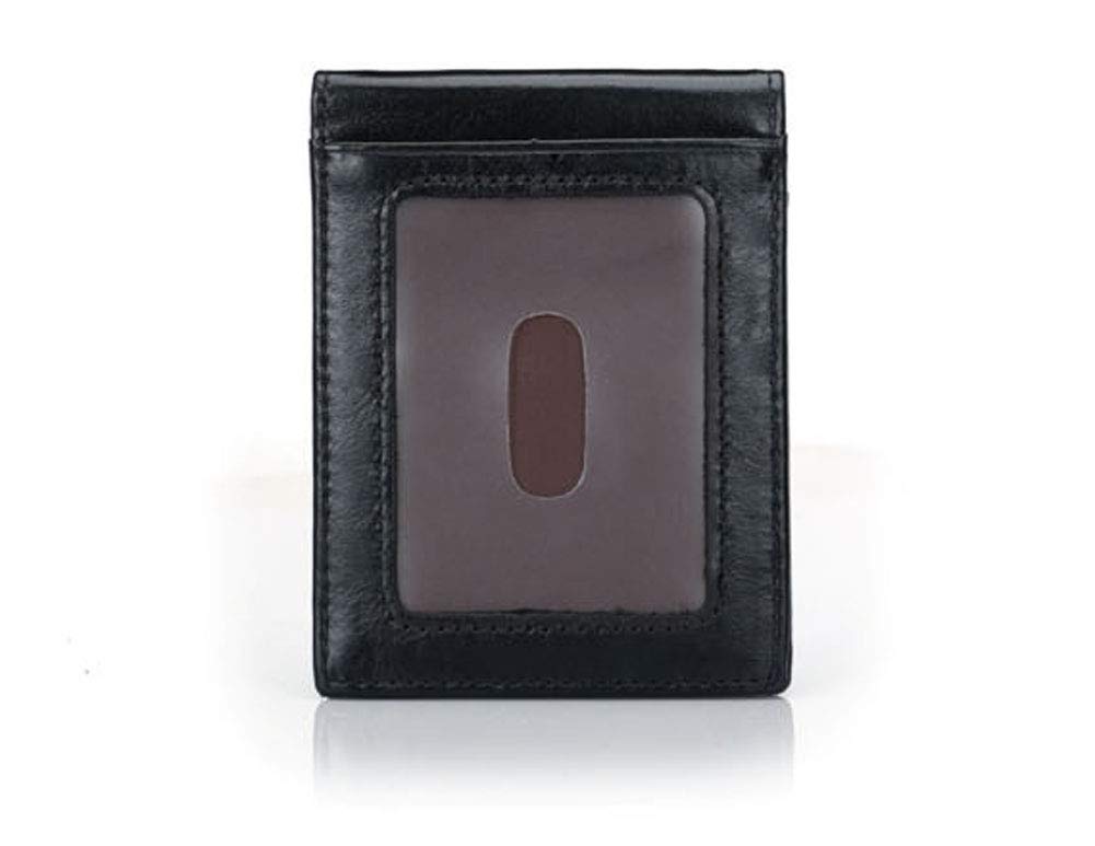 RFID Blocking Wallet Money Clip en Cuir pour Hommes, Jingleer Slim Black Bifold Carte de crédit Porte-Monnaie avec fenêtre Transparente pour ID Photo, permis de Conduire