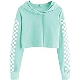 Imily Bela Kids Crop Tops Girls Hoodies Cute Plaid Long Sleeve Fashion Sweatshirts