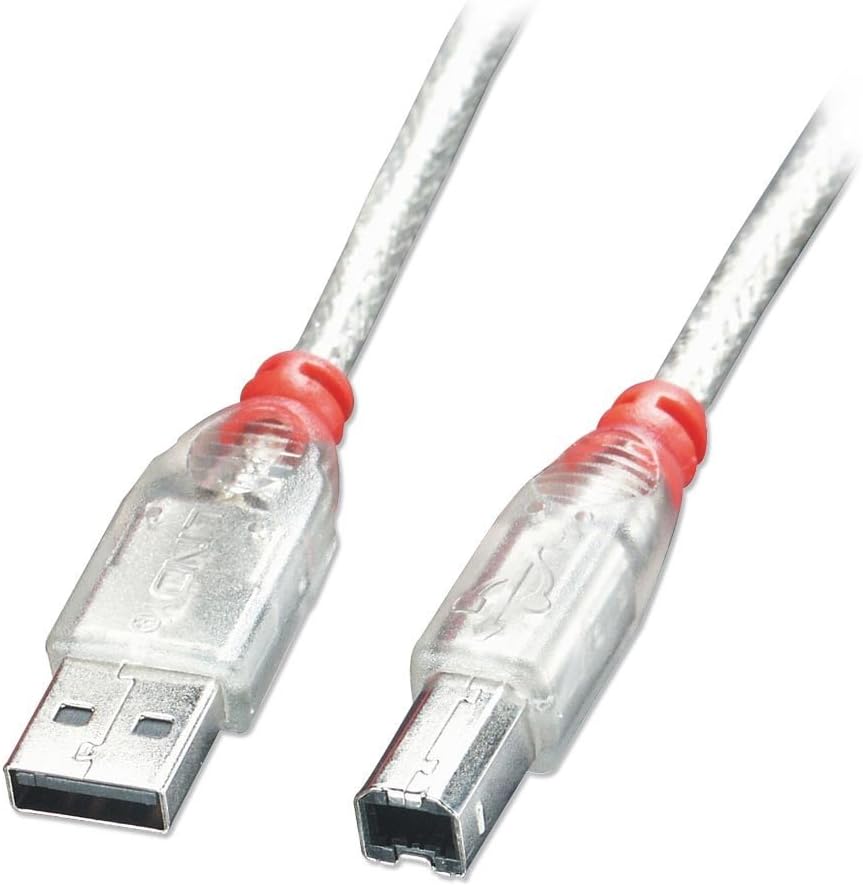 Lindy 0.5m USB 2.0 Cable - Type A To B, Transparent, 0.5 meters