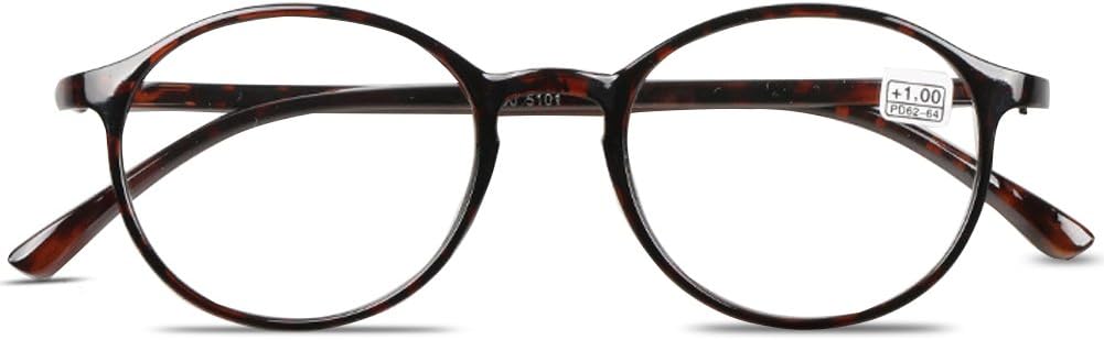 VEVESMUNDO Reading Glasses Men Women Retro Round Flexible Thin Frame Vintage TR90 Presbyopic Optical Eyeglasses 1.0 1.5 2.0 2.5 3.0 3.5 4.0 Black Leopard