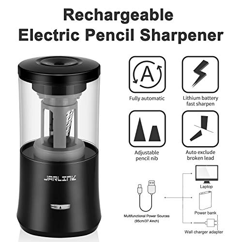 JARLINK Electric Pencil Sharpener, Fully Automated Rechargeable
