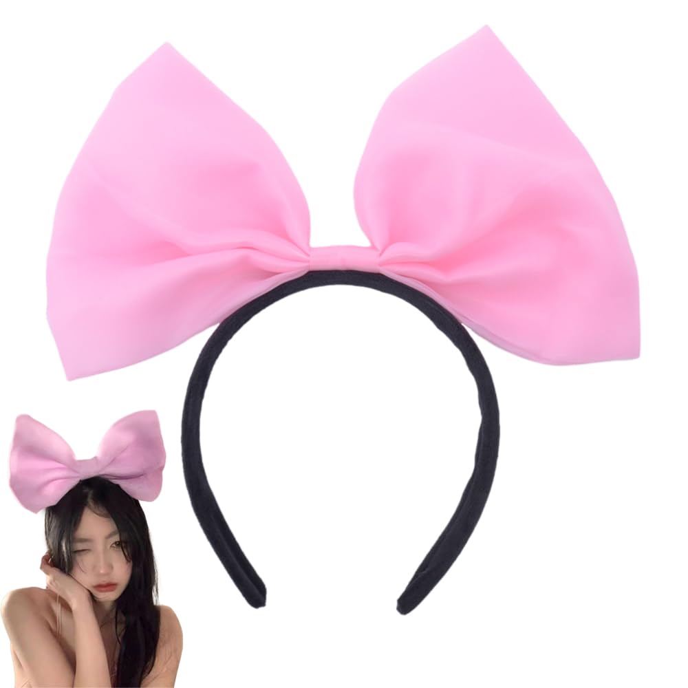 Pink Bow Bowknot Headband for Women Halloween Hair Accessories Huge Bow Headband Hairband for Women Pink Hairband Bow Headbands for Women's Hair