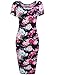 Hotouch Women Floral Slim Fit Bodycon Midi Dress Short Sleeve Sheath Pencil Dress Navy Blue L
