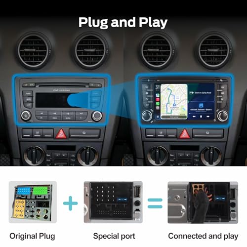 Autoradio Linux per Audi A3 S3 RS3 2003-2012 con CarPlay Wireless e Android Auto, avvio in 2 secondi, comandi fisici tramite manopola, audio di livello OEM, Porta Quadlock Plug & Play