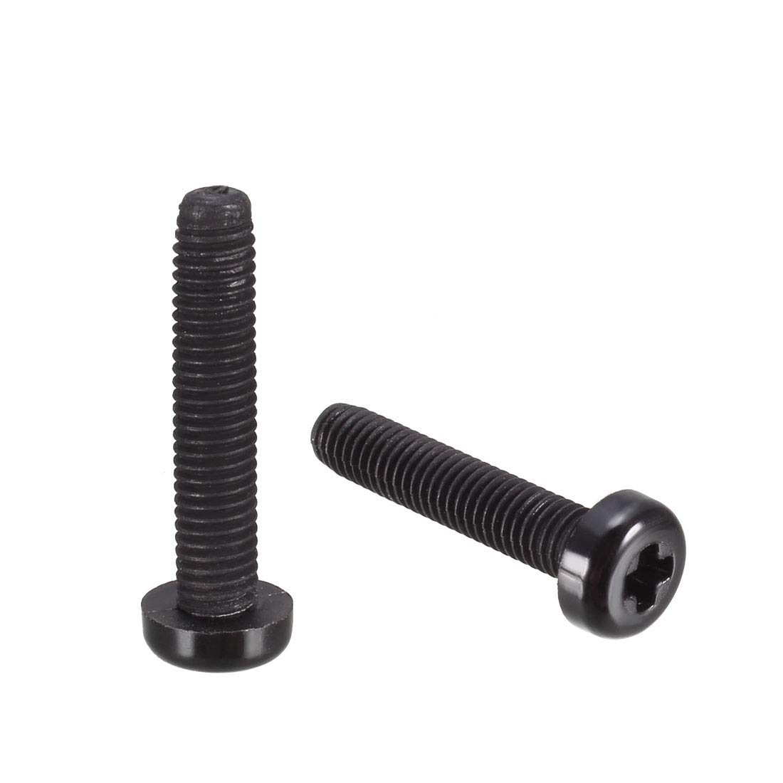 sourcing map M5x25mm Threaded Nylon Phillips Cross Pan Head Machine Screws Bolts Black 50Pcs