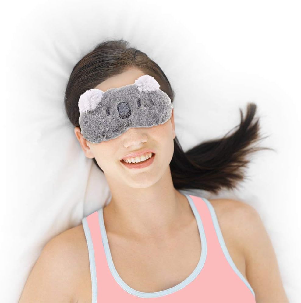 LHKJ Cute Animal Fluffy Sleeping Eye Mask, Soft Plush Blindfold Eye Cover with 3D Ears Gray Koala for Sleeping - Image 5