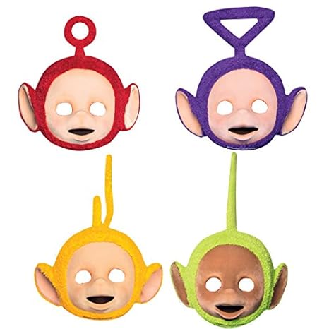 4 Party-Masken * TELETUBBIES * für Kindergeburtstag oder Motto-Party // Mask Verkleidung Kostüm Kinder Geburtstag Tele Tubbie