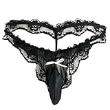 YiZYiF Men's Sexy SISSY Pouch G-string Thongs Lace Soft Panties (X-Large(waistline 28.0-44.0