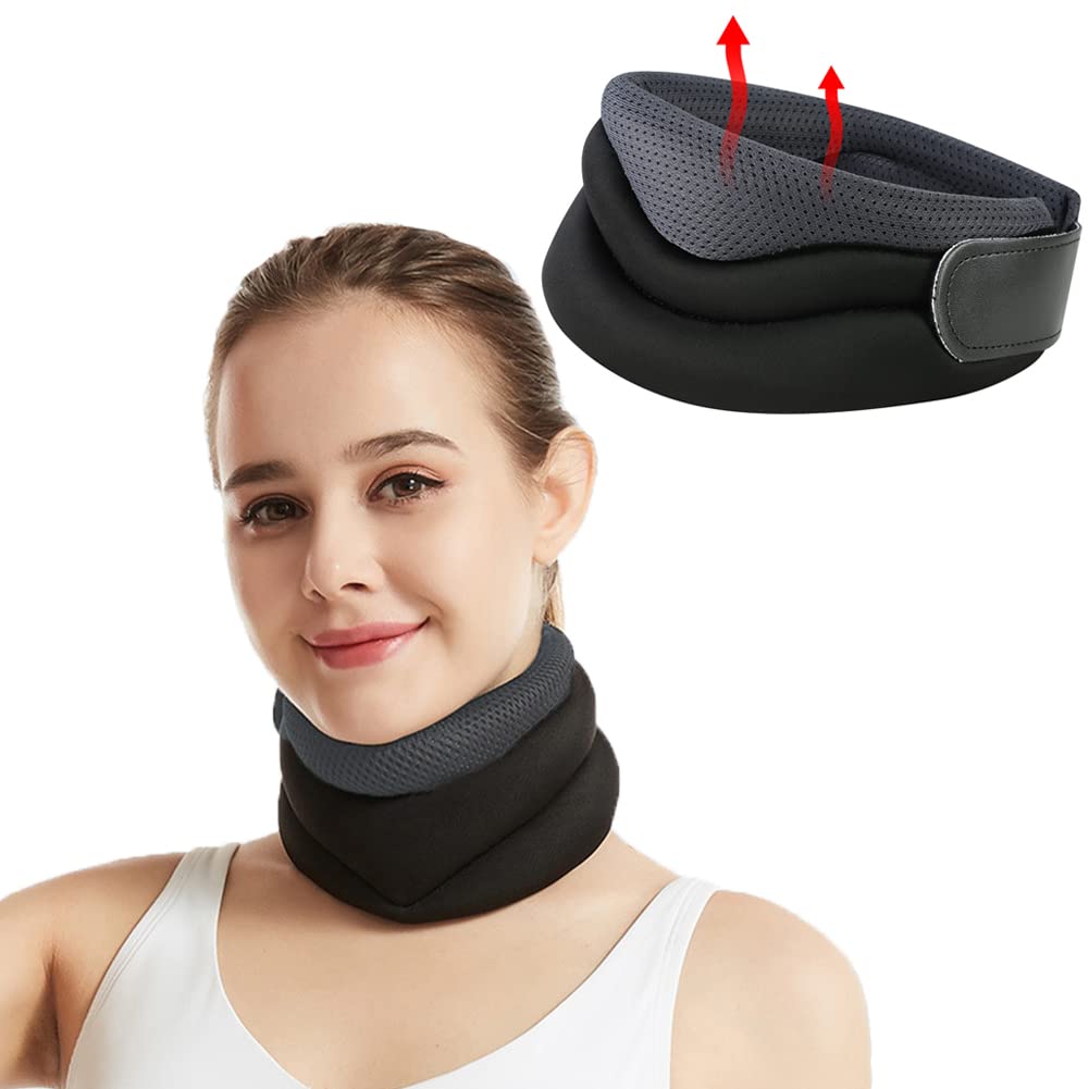 Neck Brace Adjustable Cervical Collar Soft Foam Neck Support Brace Ergonomic Neck Collar Protector High Elastic Neck Support Guard Sleeping Neck Pad Keep Vertebrae Stable Aligned for Women Men Elderly