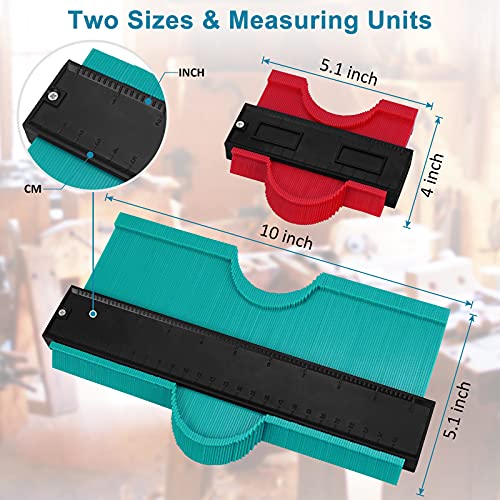 Contour Gauge Set – 10'' And 5'' Profile Tool With Metric & Imperial Marks – Copy Shapes For Flooring, Pipes & DIY - View #2