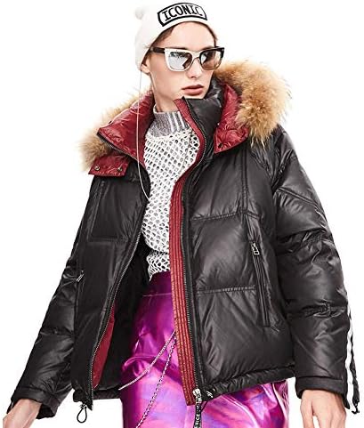 Women's Winter Coat Hooded Metallic Shiny Down Jacket Waterproof
