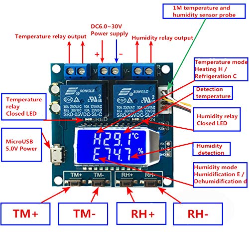 KNACRO -20~60℃ 10A XY-TR01 Digital Temperature Humidity Control Module Controller High Precision - Thumbnail 2