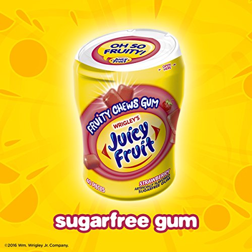 Juicy Fruit Fruity Chews Strawberry Sugarfree Gum, 40 piece bottle (4 Bottles)