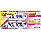 Super Poligrip Original Formula Zinc Free Denture Adhesive Cream, 2.4 ounce Twinpack (4.8 ounce total)