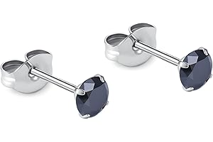 BELEZADOSAS 1 Pair Implant Grade Titanium Stud Earrings Set Hypoallergenic 3mm 4mm 5mm 6mm Cubic Zirconia G23 Titanium Earring Studs for Women Girls Men for Sensitive Ear