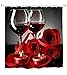 Goodbath Shower Curtain, Rose Red Wine Romantic Lovers Waterproof Polyester Bath Curtain for Bathroom Accessories with Hooks, 72 x 72 Inch, Red Black