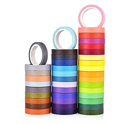 40 Rolls Pastel Washi Tape,Rainbow Sticker Decorative Masking Tape for DIY Crafts,Beautify Bullet Journals,Planners