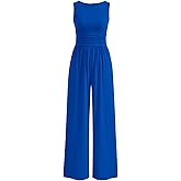 PRETTYGARDEN One Piece Jumpsuits for Women Dressy Casual Sleeveless Crewneck Wide Leg Rompers Jumpers Vacation Summer Outfits