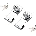 2 Packs Keyed Hasp Locks Twist Knob Keyed Locking Hasp for Small Doors, Cabinets and More,Stainless Steel Steel, Hasp Lock Catch Latch Safety Lock Door Lock with Keys